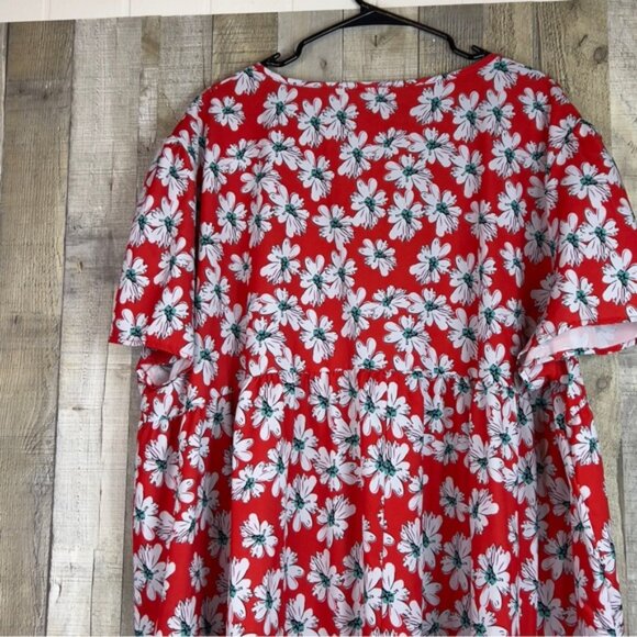 6XL Unbranded V-Neck Peplum Floral Print Dress Short Cap Sleeves Pullove… - Picture 8 of 13